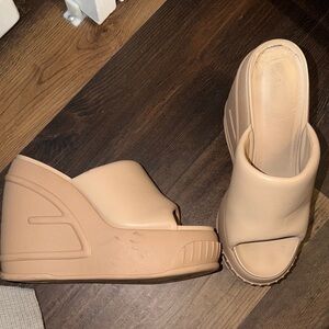 Fendi Women’s Nude Platform Slide Wedge Sandals